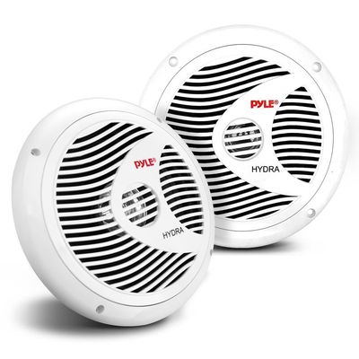 Pyle Marine Speakers, Boat Speakers, Marine Speaker, 8" 180W Waterproof, 4 Ohm, PP Cone, Rubber Surround, 1.5" Voice Coil, 20 Oz Magnet, White, Includes Speaker Wire & Mounting Hardware (Renewed)
