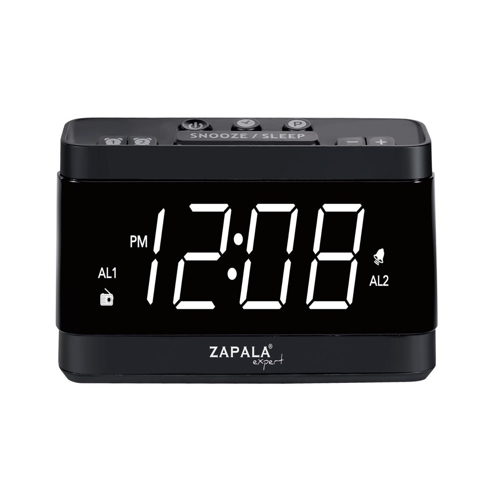 ZAPALA expert Alarm Clock Radio, 2 Alarms Large LED Display Digital FM Clock Radio with USB Charging Port, Adjustable Volume & Dimmer, Snooze for Deep Sleepers Kids