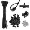 100Pack Saddle Type Cable Zip Tie Mounts Base Kit with 100Pcs 7.5Inch Nylon Cable Ties and 100Pcs Screws,Wire Clips Organizer,Cable Management Clamps for Wall,Desk,Baseboard (Black) view 1