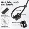 100Pack Saddle Type Cable Zip Tie Mounts Base Kit with 100Pcs 7.5Inch Nylon Cable Ties and 100Pcs Screws,Wire Clips Organizer,Cable Management Clamps for Wall,Desk,Baseboard (Black) view 3