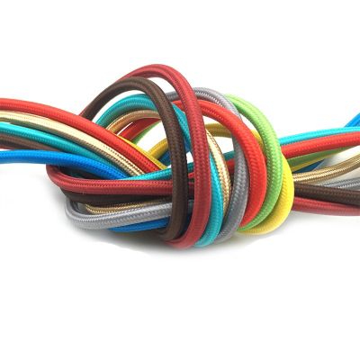Multi-Conductor Cable Outdoor Landscape Wire, 2 x 0.75mm Vintage Style Electrical Wire Decorative Cloth Covered Braided Cable Textile Braided Lamp Cord(Purple,3Meter)