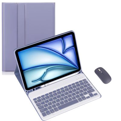 Keyboard Case for Samsung Galaxy Tab S10 Ultra 14.6inch SM-X926 Android Tablet Detachable Case with Keyboard, Fully Wrapped Leather Built-in Pen Holder (Purple,Normal and Mouse)