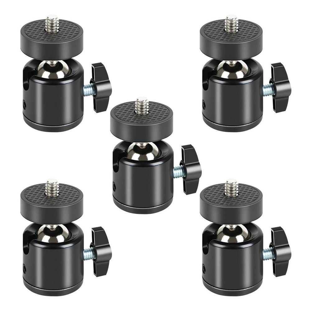 5 Pack Mini Ball Head 360 Rotatable Ball Heads Camera Mount Adapter, Compatible with Tripods, Monopods, Trail Cameras