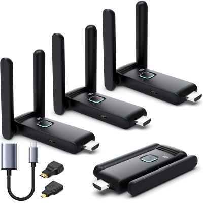 Wireless HDMI 3 Receivers and Transmitter Set,50M/165FT,No Hot,Plug and Play,2.4/5.8GHz Wirelessly Stream to Multiple TV/Projectors,USB-C Wireless HDMI Splitter for Macbook/DVR/Camera/Laptop/Switch/PC