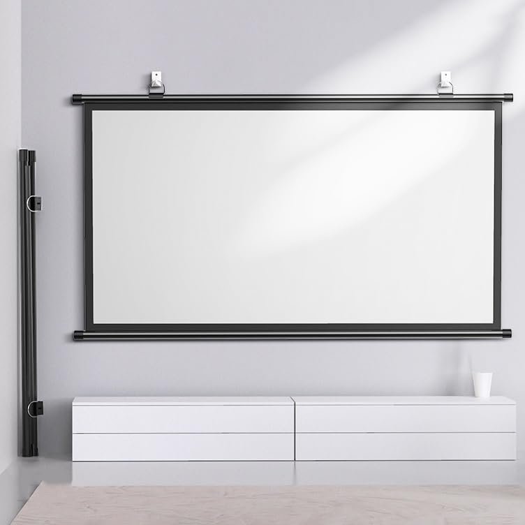 30" 40" 50" 60" 72" Projection Screen 4K HD 16:9 Movie Screen, Manual Pull Down Projector Screen for Home Theater Camping, Wrinkle-Free(30in(16:9))
