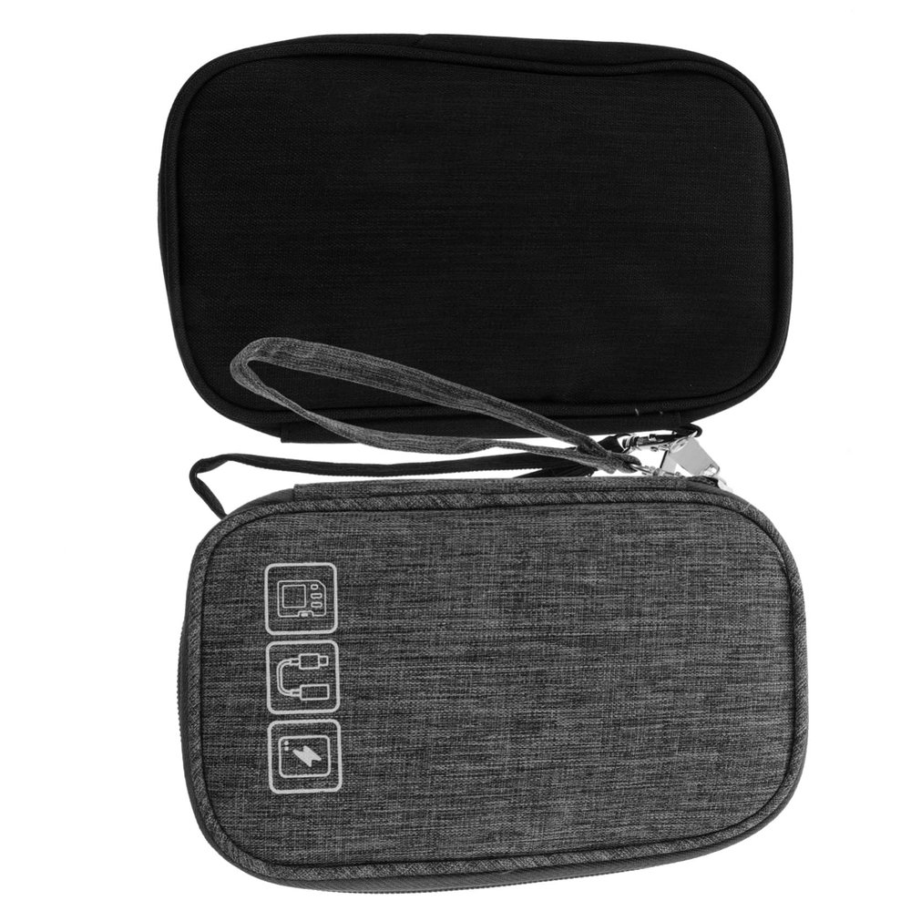ARTIBETTER 2pcs Portable Electronic Organizer Bag for Data Cables Travel Digital Accessories Storage Pouch Multi-functional Case for Earphones and Chargers Grey