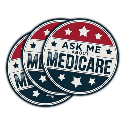3 Pcs Ask Me About Medicare Sticker, Medicare Health Insurance Consultant Sticker, Mental Health Waterproof Die-Cut Vinyl Stickers 3 Inches for Water Bottle Laptop Phone Helmet Tumbler (Normal, 3x3)