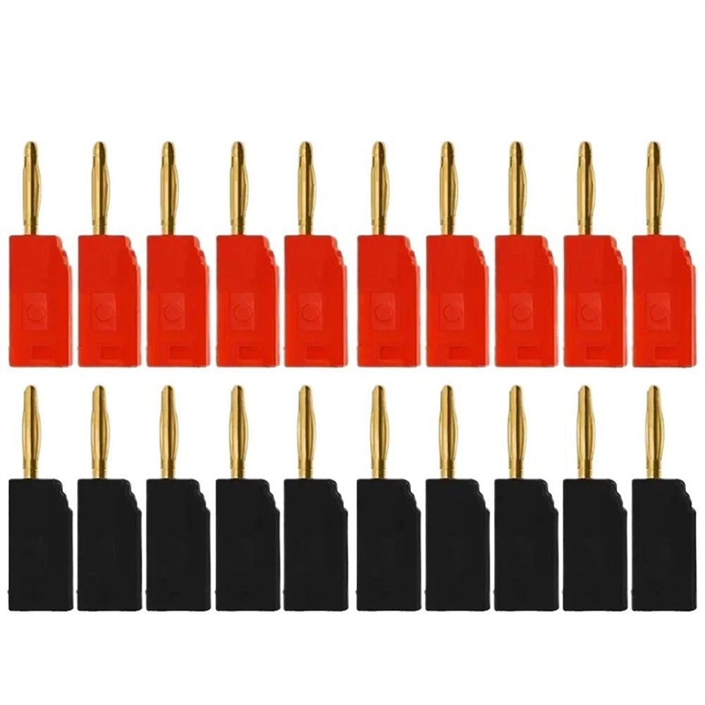 20pcs/10pairs 4MM Nut Banana Plugs Gold-Plated Connector with Screw Lock(Gx20)