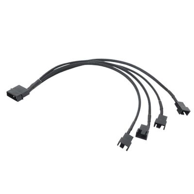 BOXUWFO HONGP 1 to 4 Way Y-Splitter Sleeved 4-Pin Male to 2X 4-Pin PWM Male Connector Fan Extension Adapter Cable