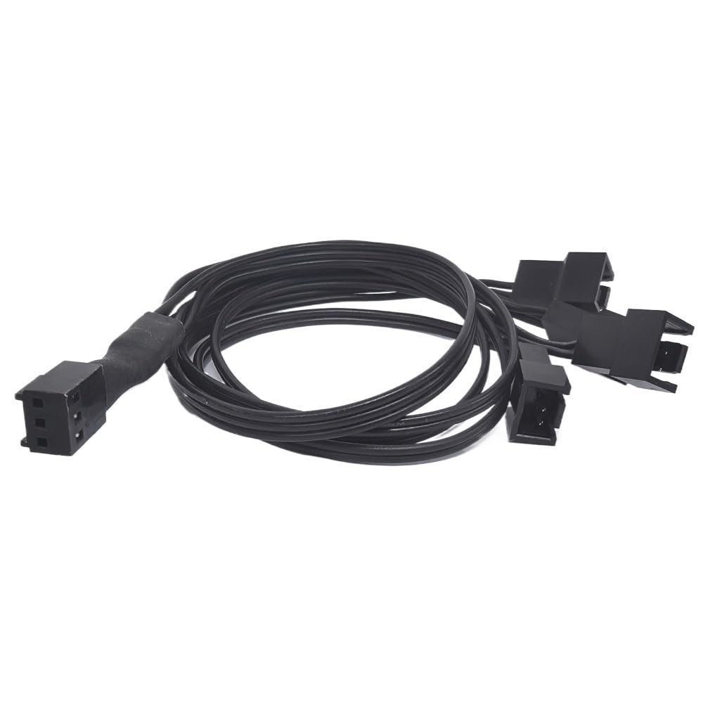 BOXUWFO HONGP 12V 3 Pin Fan PWM 1 to 4 Way Power Supply Extension Cable Y Splitter Port Multiplier Computer Motherboard Cooling 22AWG Wire
