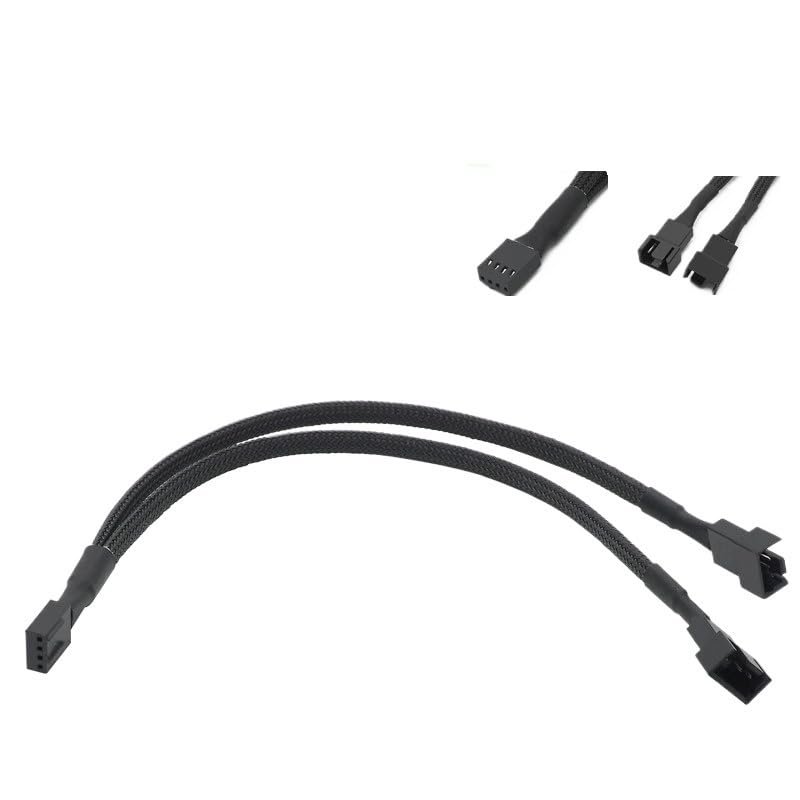 BOXUWFO HONGP PWM 4pin Fan Sleeved Extension Splitter Hub Cables,Motherboard CPU 4 Pin to 3 Way 4Pin Cooler Or 3pin Case Fan Power Spliter(2 Ways)