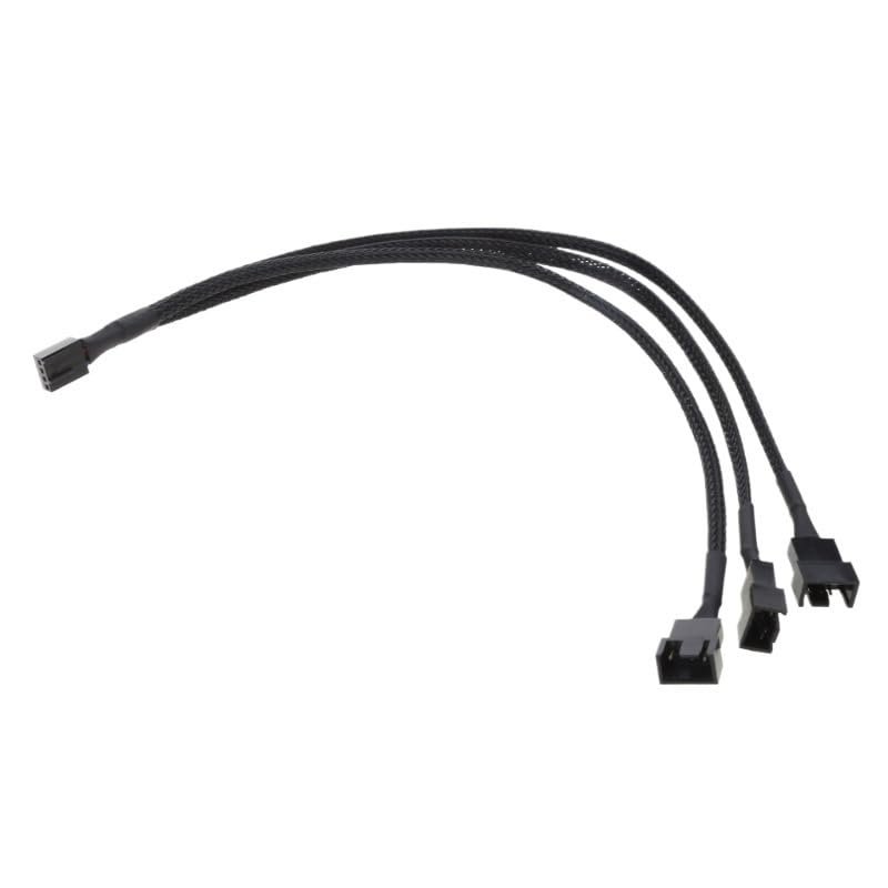 BOXUWFO HONGP 3Pin Fan PWM 1 to 3 Way Power Supply Extension Cable Y Splitter Port Multiplier PC Computer Cooling 22AWG Wire