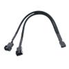 BOXUWFO HONGP 1 to 2 Way Braided Cable Y Splitter 3/4 Pin PWM Male Connector Fan Computer PC Fan Extension Adapter Cable view 1