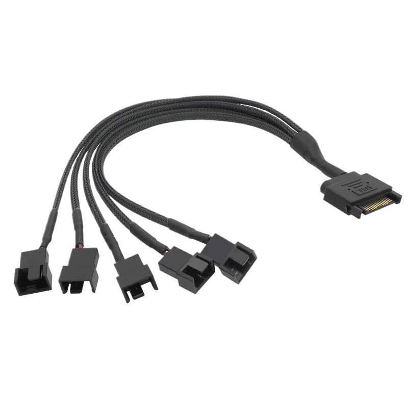 BOXUWFO HONGP Fan Extension Power Splitter Cable Connector PC 1 to 3 4 5 4-Pin Cooling Hub Splitter Cable 12V SATA Power Supply Adapter(Five)