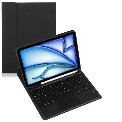 Keyboard Case for Samsung Galaxy Tab S9 FE(10.9") SM-X510/SM-X516 Tablet, Multi Angle Bracket Keyboard Protective Cover, PU Soft Silicon Border with S Pen Holder (Black,Touch Pad)
