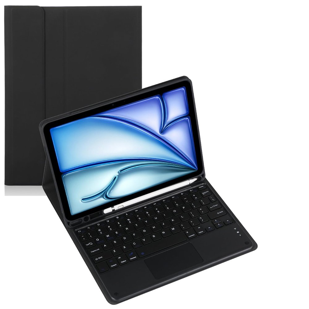 Keyboard Case for Samsung Galaxy Tab S9 FE(10.9") SM-X510/SM-X516 Tablet, Multi Angle Bracket Keyboard Protective Cover, PU Soft Silicon Border with S Pen Holder (Black,Touch Pad)