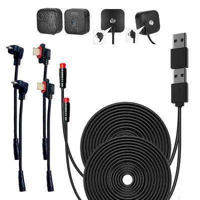 2Pack 24.9ft/7.6m Power charging cable for Blink Outdoor 4 (4th Gen)&(3rd Gen)&Blink XT2/XT, Weatherproof Extender Cable with Extra Type C and Micro USB Charging connector Continuously Charging