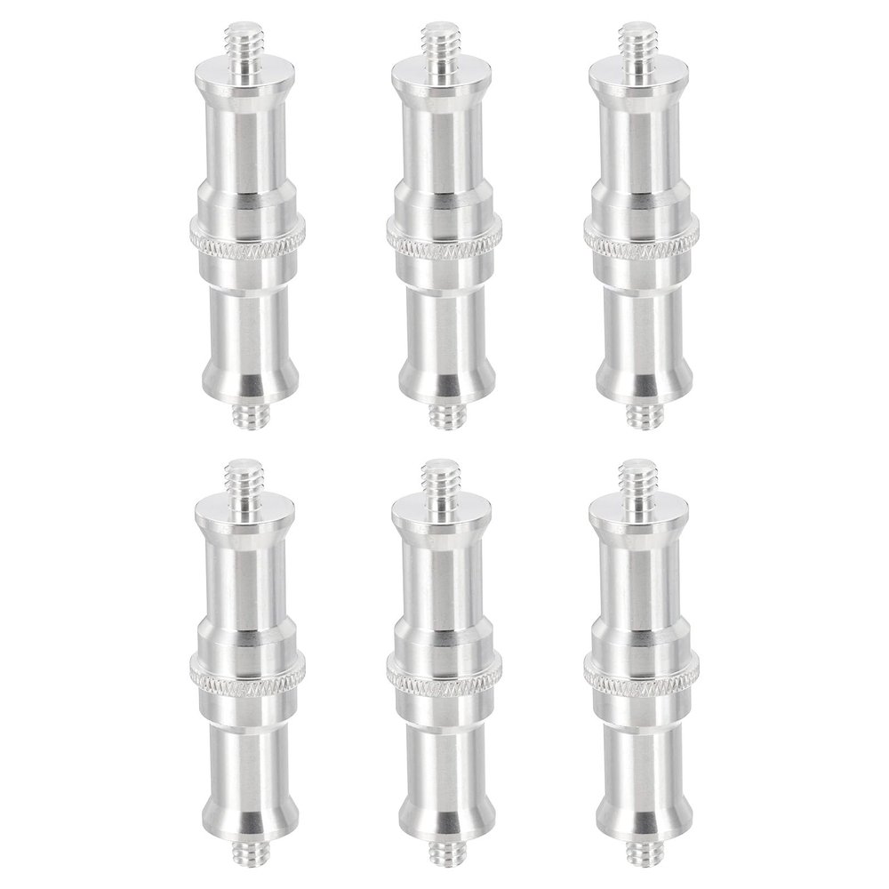 PATIKIL Camera Spigot Screws Converter 1/4" to 1/4" Male to Male, 6 Pack Tripod Screws Adapter Spigot Stud for Light Stand Hot Shoe Cold Shoe Adapter Ball Head Flash, Silver