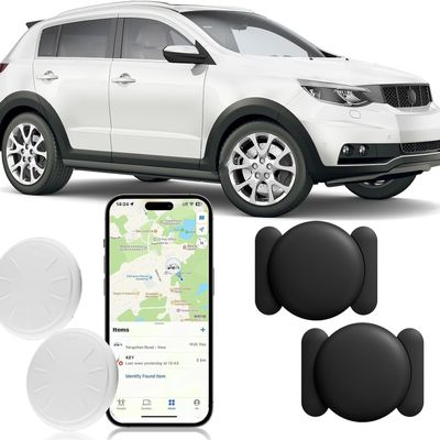 Hongtop Tracker Device for Vehicles,Mini Hidden Car Tracker with Magnetic Case,No Monthly Fee Tracker,Car Locator Work with Apple Find My(iOS Only) (Black,2PCS)