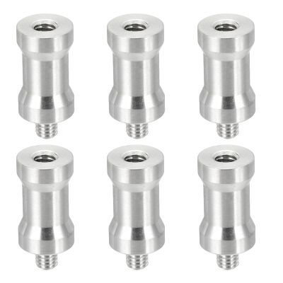 PATIKIL Camera Spigot Screws Converter 1/4" Female to M6 Male, 6 Pack Tripod Screw Adapter Spigot Stud for Light Stand Hot Shoe Cold Shoe Adapter Ball Head Flash, Silver