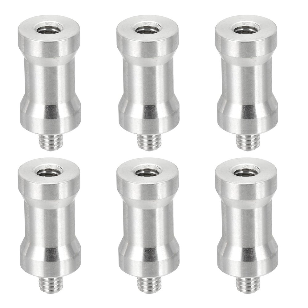 PATIKIL Camera Spigot Screws Converter 1/4" Female to M6 Male, 6 Pack Tripod Screw Adapter Spigot Stud for Light Stand Hot Shoe Cold Shoe Adapter Ball Head Flash, Silver