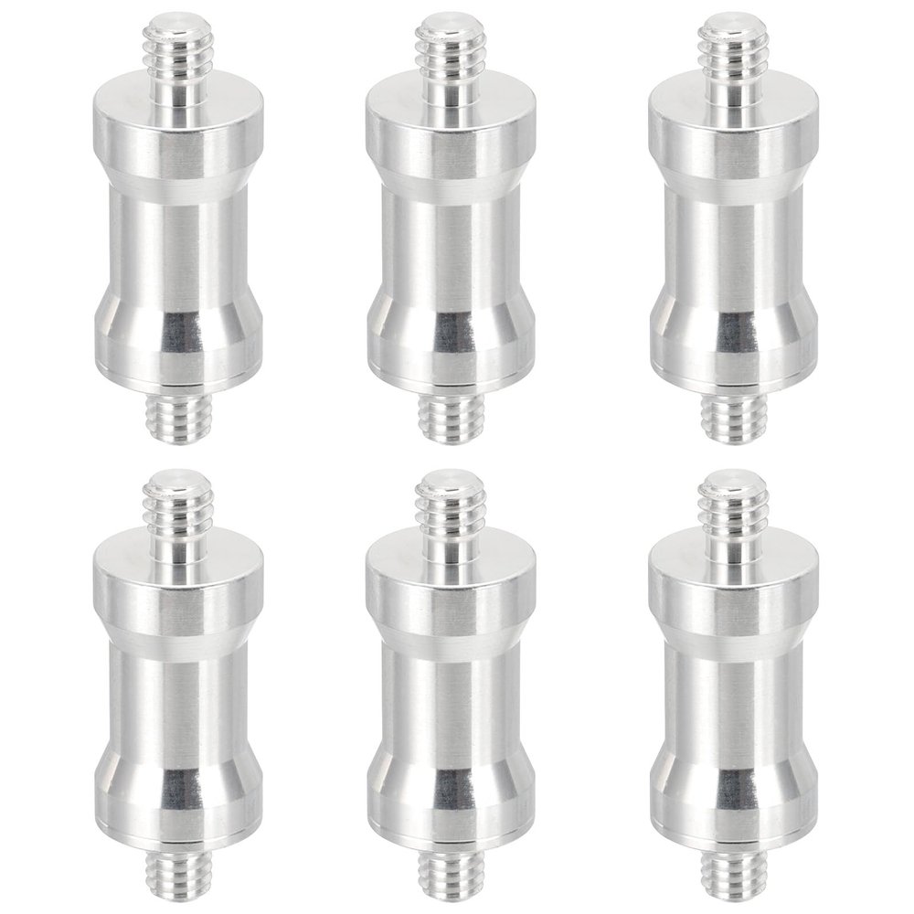 PATIKIL Camera Spigot Screws Converter 1/4" to M6 Male to Male, 6 Pack Tripod Screw Adapter Spigot Stud for Light Stand Hot Shoe Cold Shoe Adapter Ball Head Flash, Silver