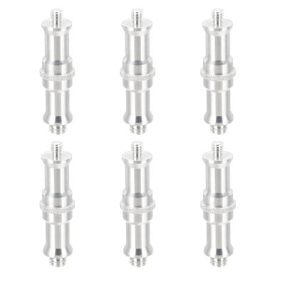 PATIKIL Camera Spigot Screws Converter 3/8" to 1/4" Male to Male, 6 Pack Tripod Screws Adapter Spigot Stud for Light Stand Hot Shoe Cold Shoe Adapter Ball Head Flash, Silver