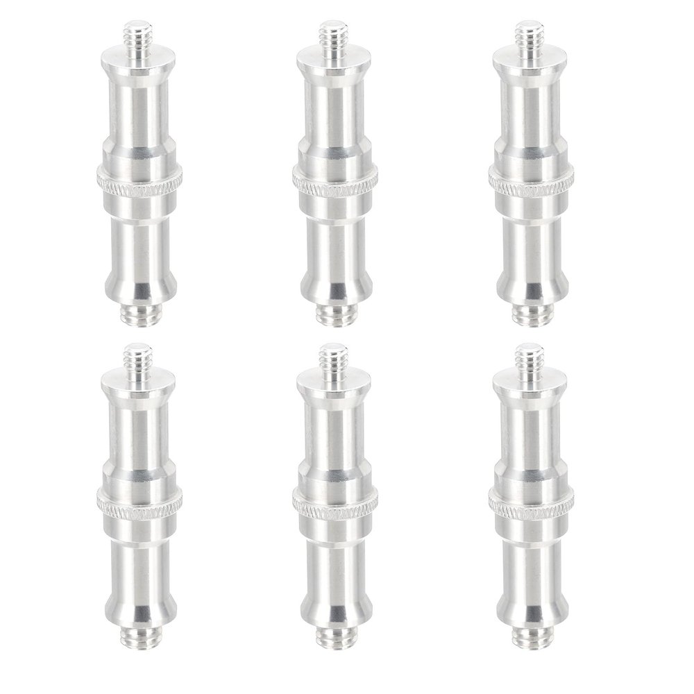 PATIKIL Camera Spigot Screws Converter 3/8" to 1/4" Male to Male, 6 Pack Tripod Screws Adapter Spigot Stud for Light Stand Hot Shoe Cold Shoe Adapter Ball Head Flash, Silver