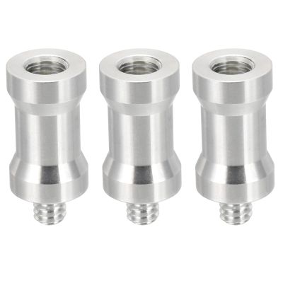 PATIKIL Camera Spigot Screw Converter M8 Female to 1/4" Male, 3 Pack Tripod Screw Adapter Spigot Stud for Light Stand Hot Shoe Cold Shoe Adapter Ball Head Flash, Silver