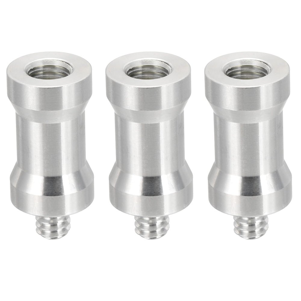PATIKIL Camera Spigot Screw Converter M8 Female to 1/4" Male, 3 Pack Tripod Screw Adapter Spigot Stud for Light Stand Hot Shoe Cold Shoe Adapter Ball Head Flash, Silver