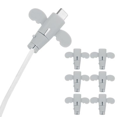 uxcell 24Pcs Charger Cable Protector, Silicone Flexible Cute Wing Cable Saver, Wire Cord Organizer Wrap Accessories for Cell Phone Headphone Earphone USB with Charging Cable Ends, Gray
