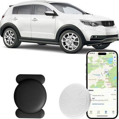 Hongtop Mini GPS Tracker for Vehicles,Real Time GPS Car Tracker Work with Apple Find My(iOS Only),No Monthly Fee Anti-Theft Car Tracker with Magnetic Case (Black,1PCS)