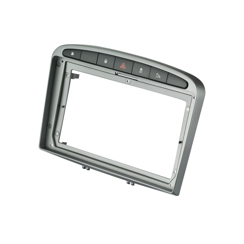 AYYDXRK 9 Inch Car Radio Fascia Compatible with 408 308 Video Player Audio Install Dash Frame Mount Kit Center Console Holder Cover Install Mount Kit(Silver,Fascia and Cable)
