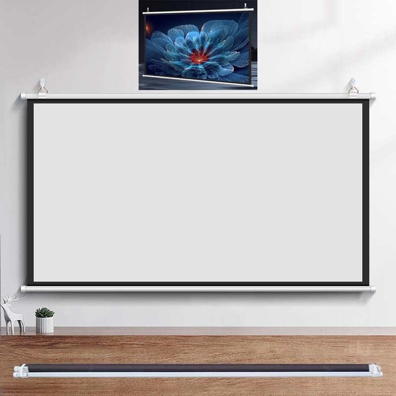 50in HD Projector Screen Manual Pull Down Projection Screen, 30in 40in 4K 16:9 Home Theater Movie Screens for Indoor Outdoor(40 Inch (4:3))