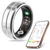 momots Smart Ring for Fitness & Health Tracking,Heart Rate/Blood Oxygen Monitor,5ATM Waterproof,Sleep Analysis, Pedometer-No APP Subscription Compatible with iOS&Android (Silver, 9) view 1