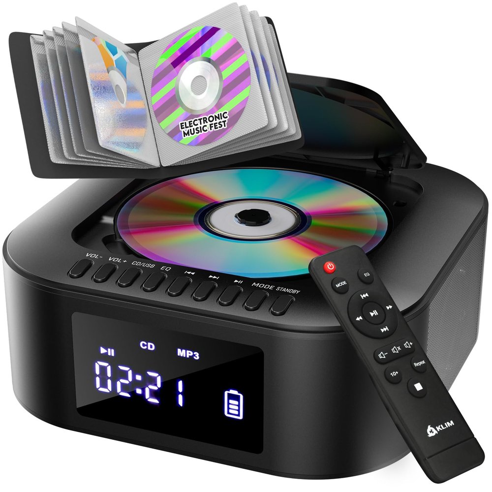 E1 Portable CD Player Boombox, with Subwoofer and Case, Extra Bass
