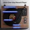 All in One Vinyl Record Player,Bluetooth Turntable Built in 4 Stereo Speakers Phono Preamp,High Fidelity Turntables for Vinyl Records with Magnetic Cartridge AT-3600L,2-Speed,33/45RPM,USB PC Recording view 2