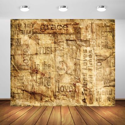 Loccor 12x10ft Fabric Vintage Christian Backdrop Devoted Faith and Grace Reconciliation Jesus Background Old Grunge Newspaper Paper Textured Backdrop Religious Church Easter Banner Decor Photo Props