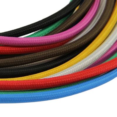 Multi-Conductor Cable Outdoor Landscape Wire, 2 x 0.75 DIY Vintage Color Electrical Cable Twisted Cable Electrical Cord Retro Braided Fabric Pendant Lamp Wire(Blue,5Meter)