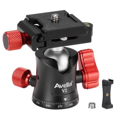 Avella V2 Professional Metal 360 Degree Rotating Ball Head with 1/4 inch Quick Release Plate and Bubble Level,up to 11pounds/5kilograms,for Tripod,Monopod,Slider,DSLR Camera,Camcorder