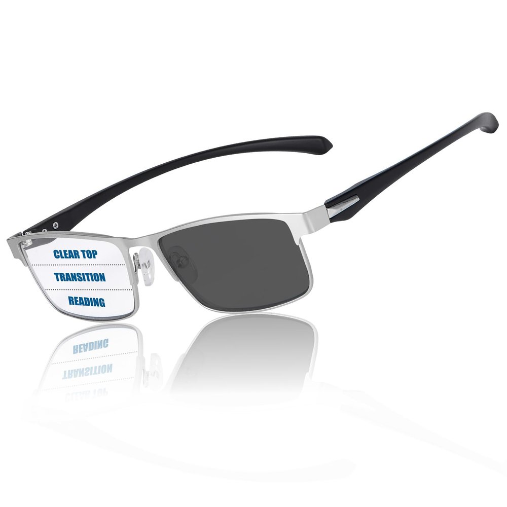 GHDBFMB Multifocus Photochromic Progressive Reading Glasses Men Blue Light Blocking Zero Top Multifocus Transition Tr90 Readers 2.0