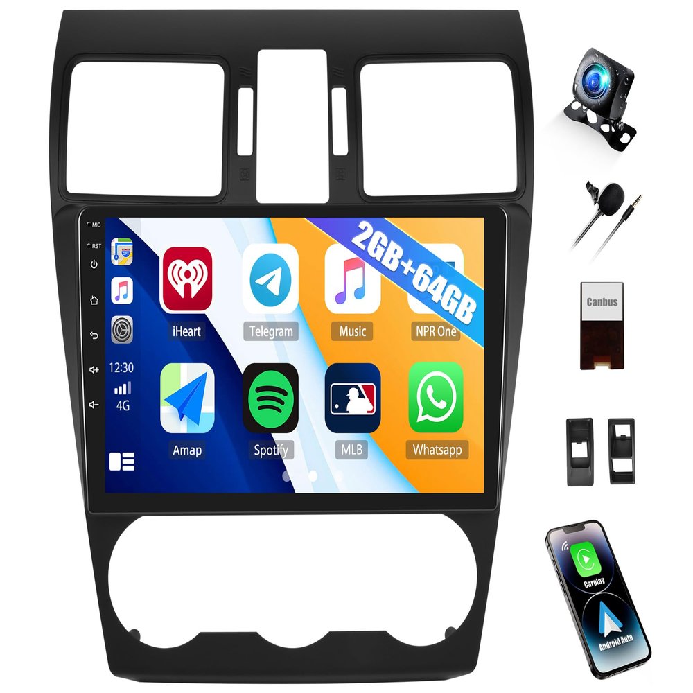 2G+64G Car Radio Stereo for Subaru Forester WRX Impreza XV 2013 2014 2015 with Wireless CarPlay Android Auto, Android 13 Head Unit, 9" Touch Screen Radio with GPS WiFi Bluetooth FM HD Backup Camera