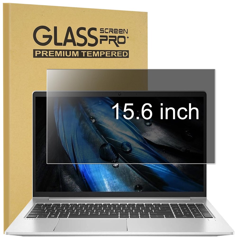 15.6" Privacy Screen Protector | 9H Tempered Glass with Anti-Blue Light & Anti-Glare | Universal Fit for HP, Dell, ASUS, Samsung, Lenovo, Acer, MSI 16:9 Laptops (Wide-Angle Privacy + Eye Comfort)