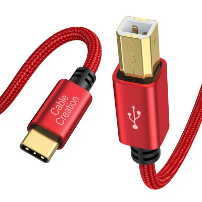 CableCreation USB B to USB C 10FT Printer Cable, MIDI Cable to USB C, Nylon Type C to Type B 2.0 Printer Cord for MacBook, iPad, Yamaha Piano, MIDI Keyboard, DJ Controller, DAC, 3.05M, Red