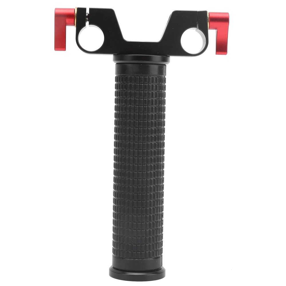 15mm Aluminium Alloy DSLR Camera Basic Handle, Single Shoulder Rail Connector with Hole Clamp, Anti Skid Rubber Pad, CNC Integral, Universal Fit for 15mm Rails