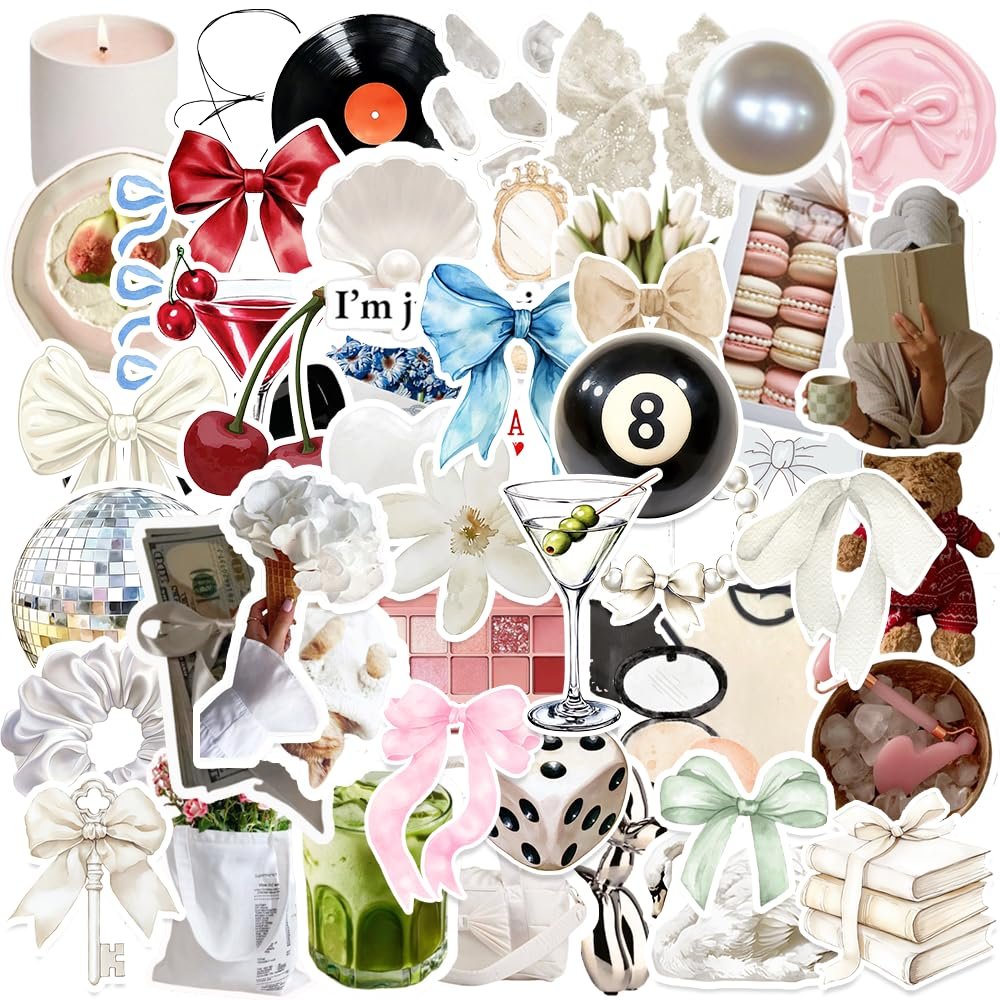 100PCS Aesthetics Stickers,Clean Girl Aesthetic Stickers Self Care Matcha Decals,Waterproof Vinyl Stickers for Water Bottles Laptop