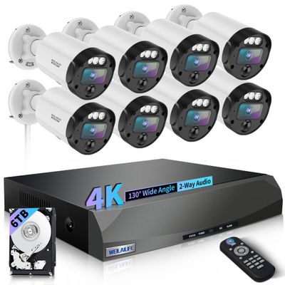 130Ultra Wide-Angle Outdoor Wired Security Camera System, Home Video Surveillance Systems, POE IP Cameras, Surveillance DVR Kits