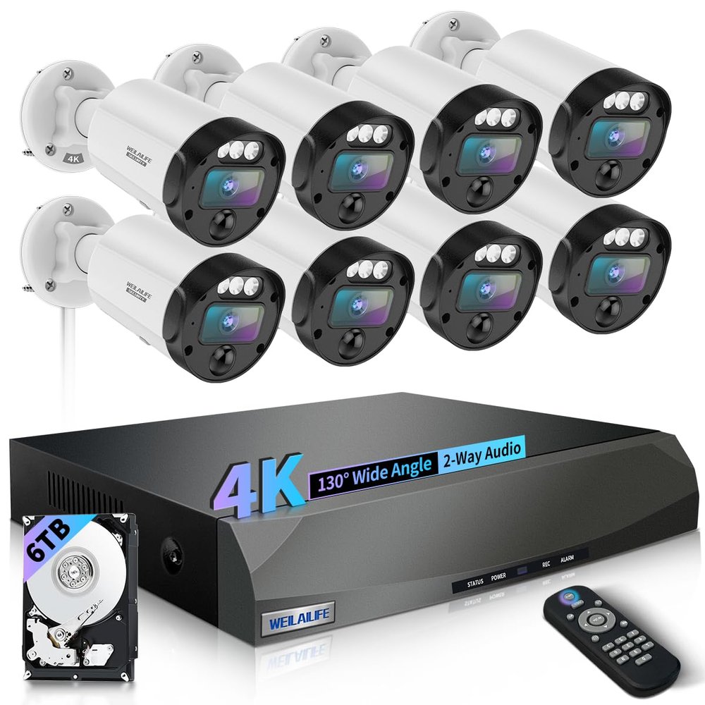 130Ultra Wide-Angle Outdoor Wired Security Camera System, Home Video Surveillance Systems, POE IP Cameras, Surveillance DVR Kits