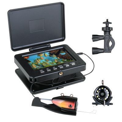 Underwater Fishing Camera for Rod, 5 Inch LCD Monitor with 1080P Portable Fish Finder, Adjustable LED White Light, 15M Cable Aluminum IP68 Camera for Ice Lake Sea Boat Kayak Fishing (15m/49ft)