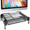 GGGUOJINN Monitor Stand Mesh Metal Printer Stand with Drawers and Side Compartment Pockets Can Hold Computers Laptops Pens view 1